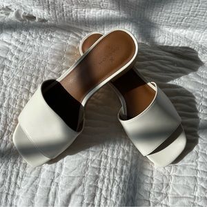 Caslon White Platform Sandals with small Chunky heel